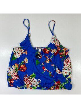 Express One Eleven Womens Camisole Tank Top Blue Red Floral Print Size Medium